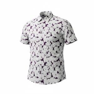 Resort Style Michael Kors Men’s XL White Purple Palm Leaf SS Shirt 🌴